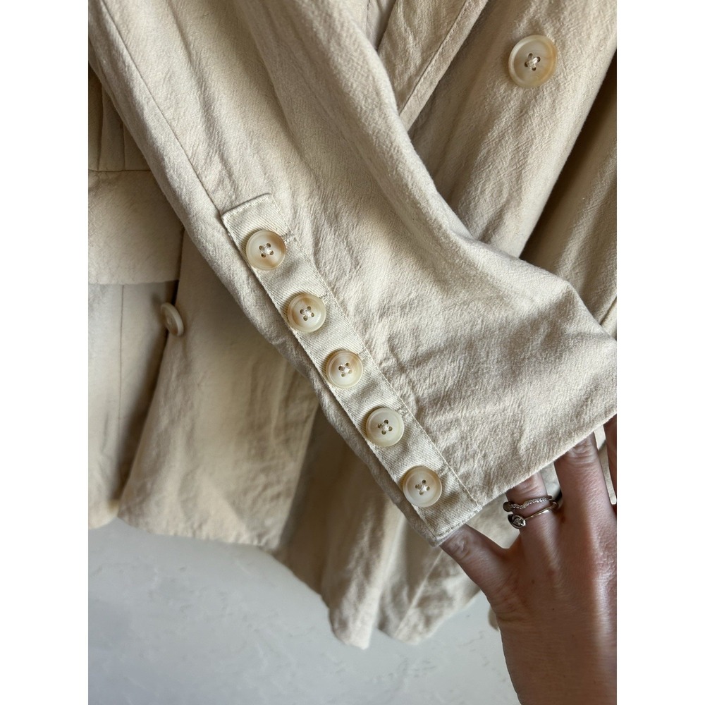 Free People Olivia Blazer M Oversized Double Breasted Linen Cream Minimalist - Picture 6 of 11